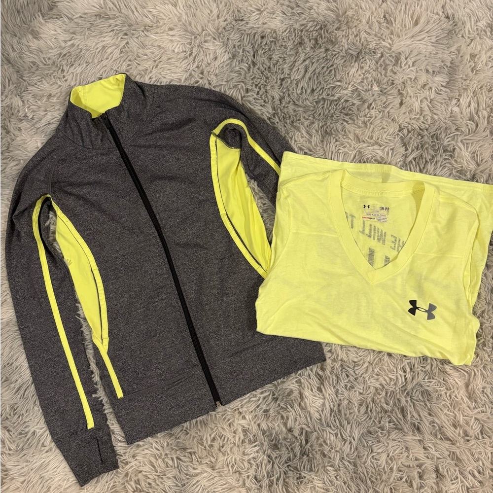 Joshua Perets and Under Armour Gray and Neon Yellow Jacket and Shirt Set